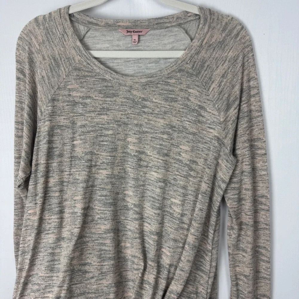 Juicy Couture‎ Top Women Size XL Pink Grey Heather Twist Pullover Long Sleeve